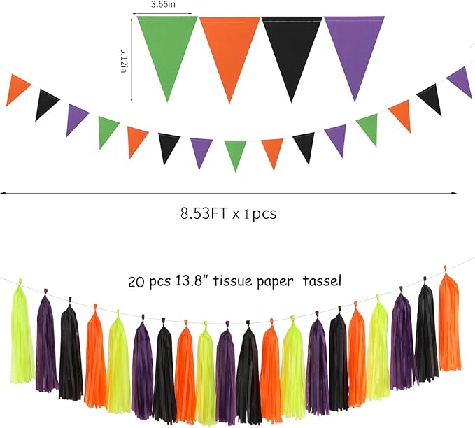 Black-Purple Orange Green Halloween Party-Decorations - Image 3