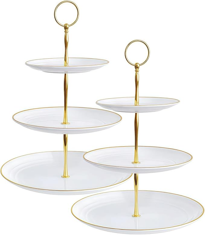RAUVOLFIA 3 Tier Plastic Cupcake Stand, Tiered Serving Cake Stand, Round White by RAUVOLFIA