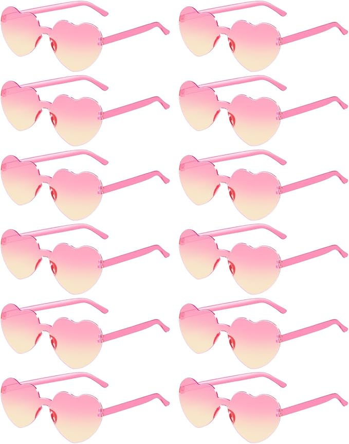 12 Pairs Heart Shaped Sunglasses by AGGKKY
