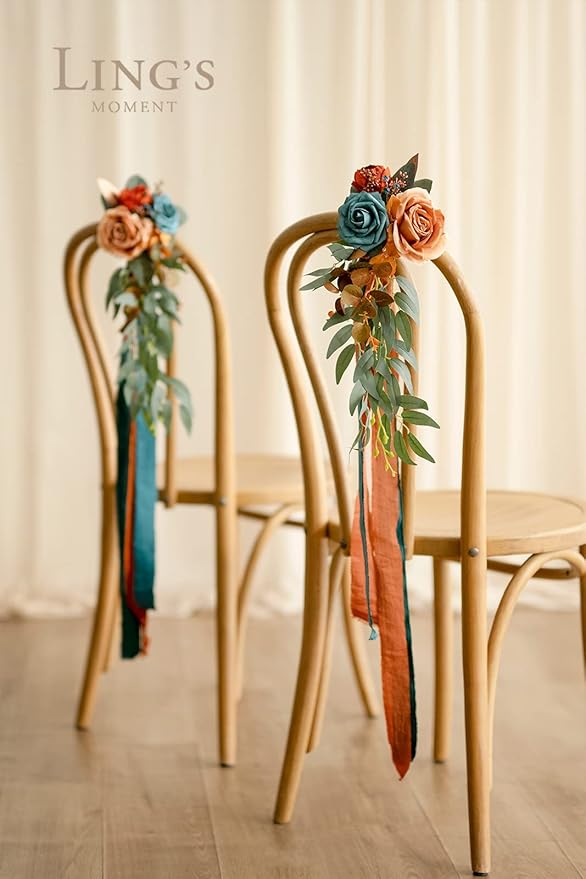 Ling's Moment 8pcs Wedding Artificial Aisle Pew Flowers Chair Decorations - Image 4