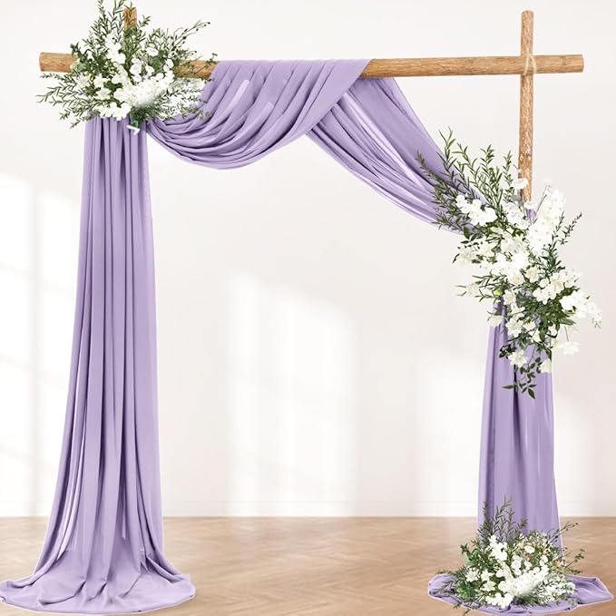 Wedding Arch Draping Fabric 2 Panels 30'' x 18FT Lilac Sheer Chiffon Arch - Image 4