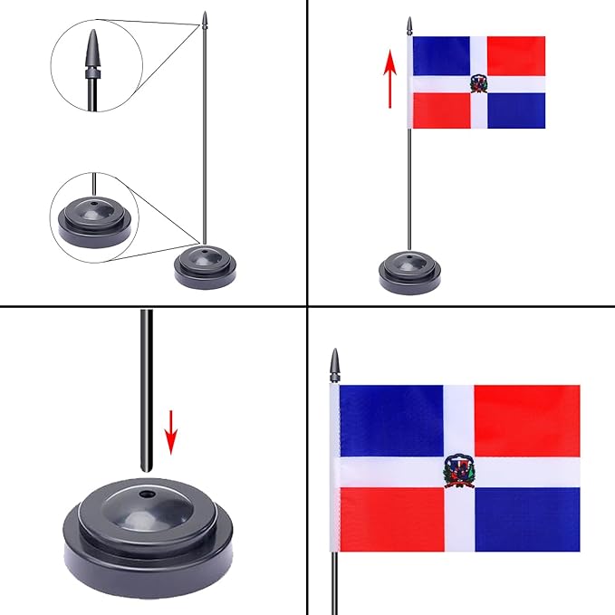 WXTWK 2 Pack Dominican Flag Dominican Deluxe Desk Flag Set - Image 4