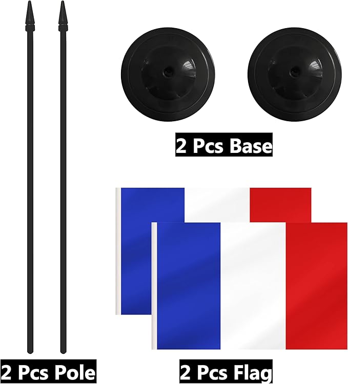 2 Pack France Desk Flag Set, French Desktop Small Miniature Table Office Flag - Image 6