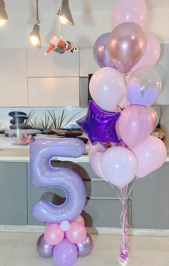 Lilac 40 Inch Large Number 5 Birthday Balloon, Five 5th 15 25 35 50 55 Birthday - Image 6