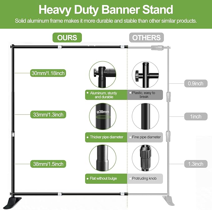 FUDESY 10x10 ft Backdrop Banner Stand, Heavy Duty Adjustable Background Kit - Image 3