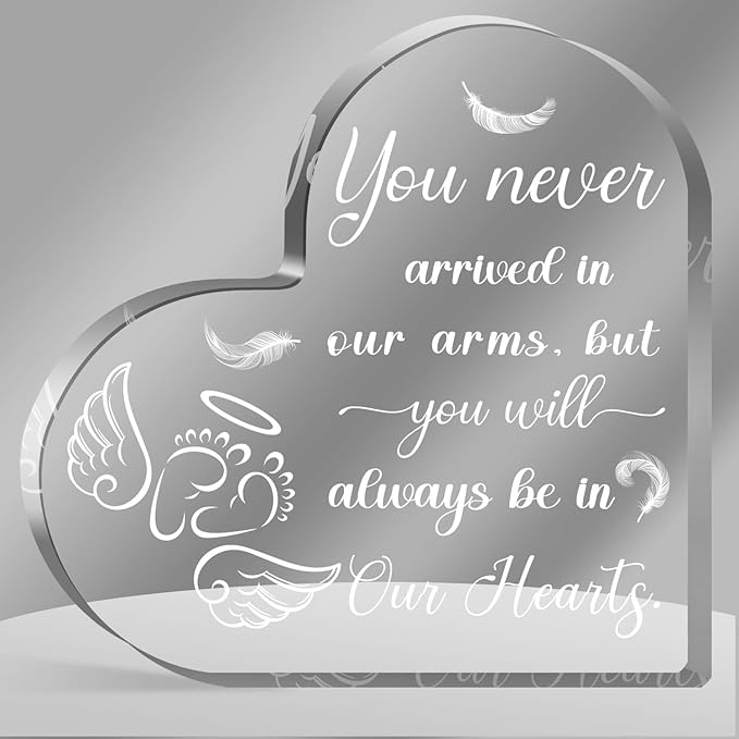 Miscarriage Gifts for Mothers, Acrylic Heart Paperweight Keepsake, Infant Loss by QUPT