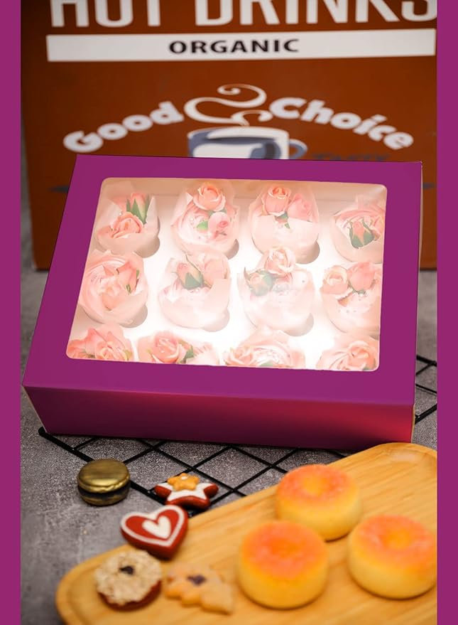 12 Cupcake Containers 10-Packs Deep Purple Cupcake Box Cupcakes Carrier - Image 6