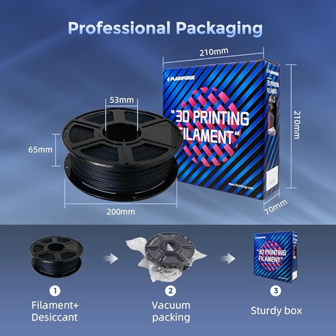 FLASHFORGE Carbon Fiber PLA Filament 1.75mm, Carbon Fiber Reinforced PLA 3D - Image 6