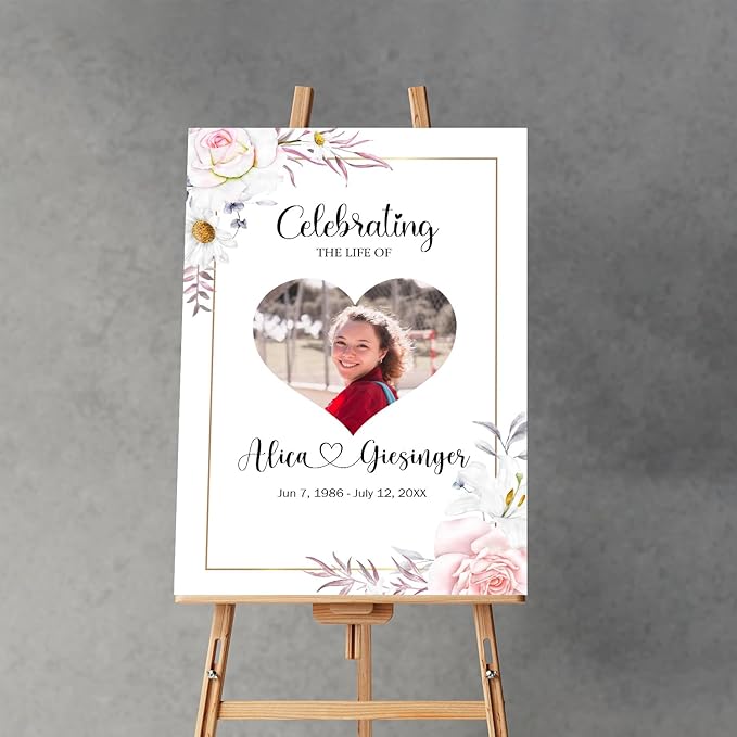 Funeral Heart Collage, Celebration of Life, Funeral Welcome Sign, Large - Image 5