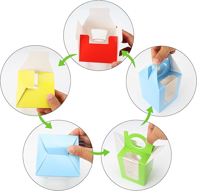 Individual Cupcake Boxes 4x4x5 Inches Disposable Pastry Tray Boxes, - Image 5