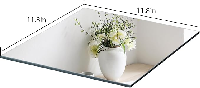 12" Square Mirror Centerpieces, 2mm Glass Mirror Plates, Mirror Tray, - Image 2