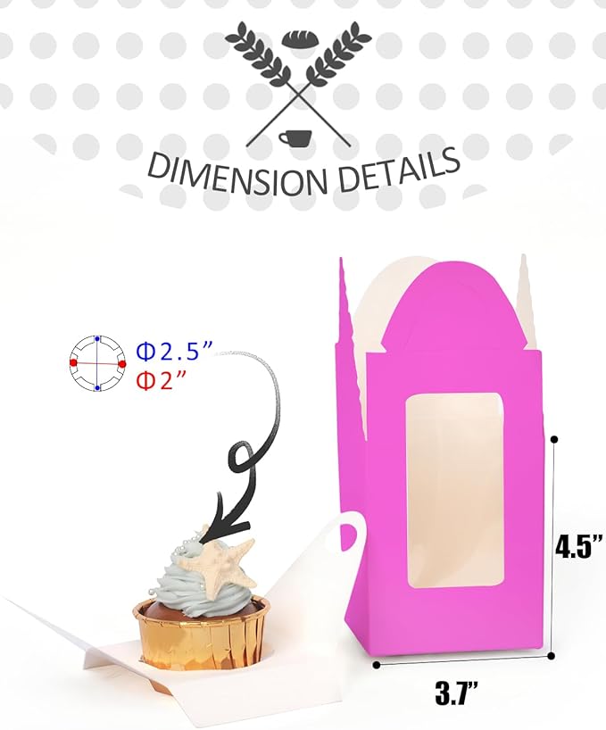 qiqee Roland Cupcake Boxes Individual Cupcake Holders Disposable 50pcs Single - Image 5