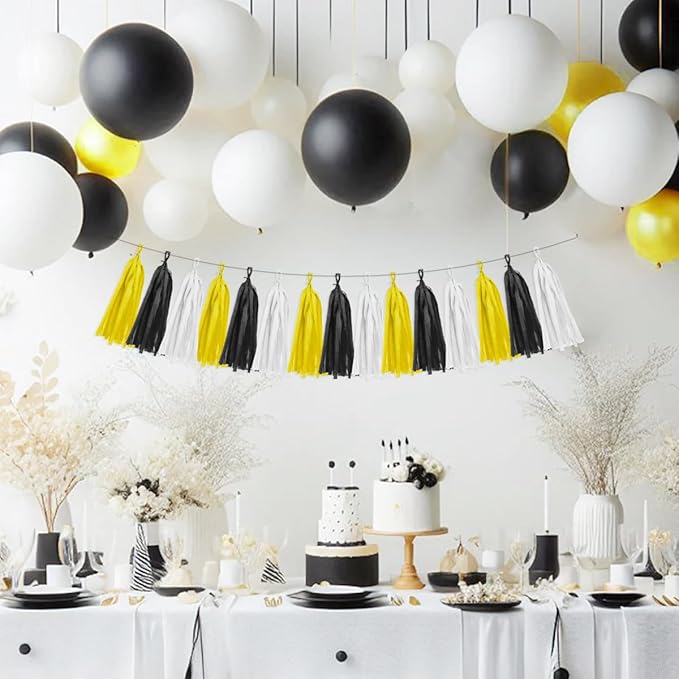 Yellow White Black Party Decorations - Image 4