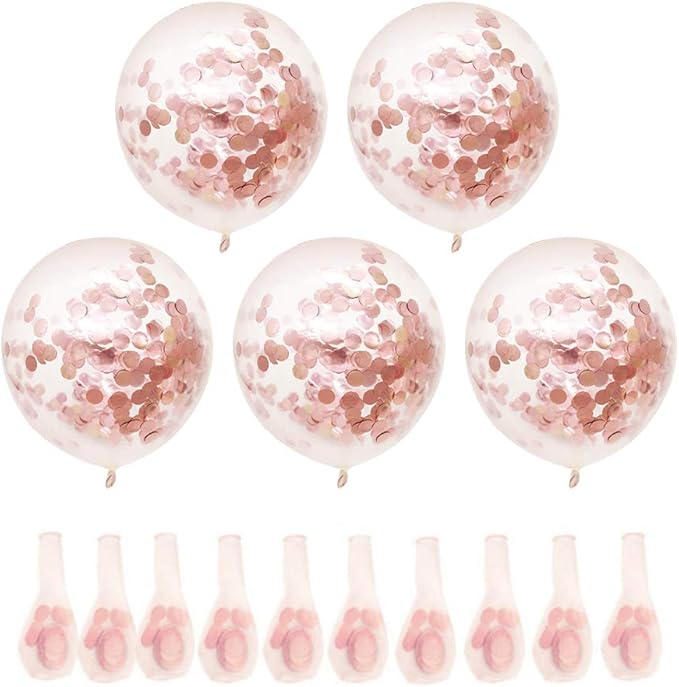 Rose Gold Confetti Latex Balloons - Image 2
