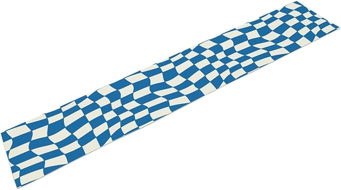 Table Flag Retro Plaid 60s70s Blue Plaid Table Flag Kitchen Restaurant - Image 2