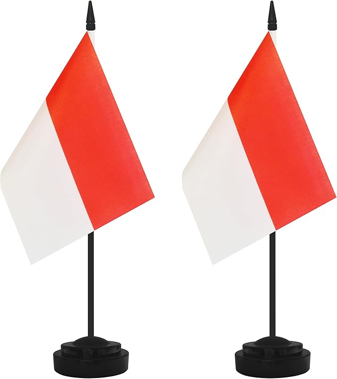 2 Pack Indonesia Desk Flag Set, Indonesian Desktop Small Miniature Table Office by Unknown