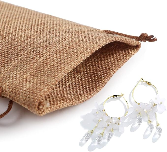 Lucky Monet 25/50/100PCS Burlap Gift Bags Wedding Hessian Jute Bags Linen - Image 9