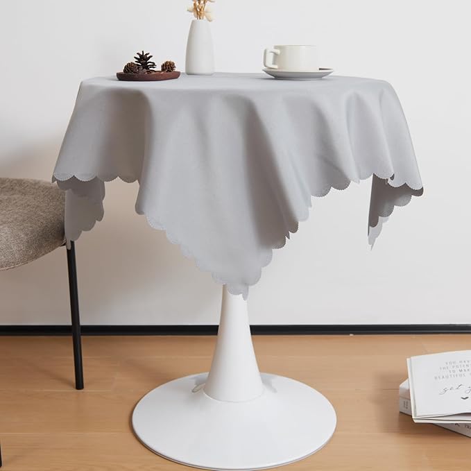 Small Square Grey Tablecloth 36 x 36 Inch Polyester Fabric Washable Table Cover by YZKITM