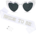 White Bride Sash & Heart Sunglasses Set Bachelorette Party Decorations Bridal by FASHIONORIGINSANDHERE
