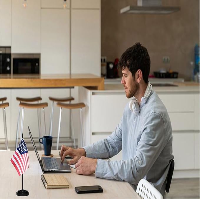 12 Pack American Desk Flags Set USA Small Mini Table Office US Miniature - Image 6