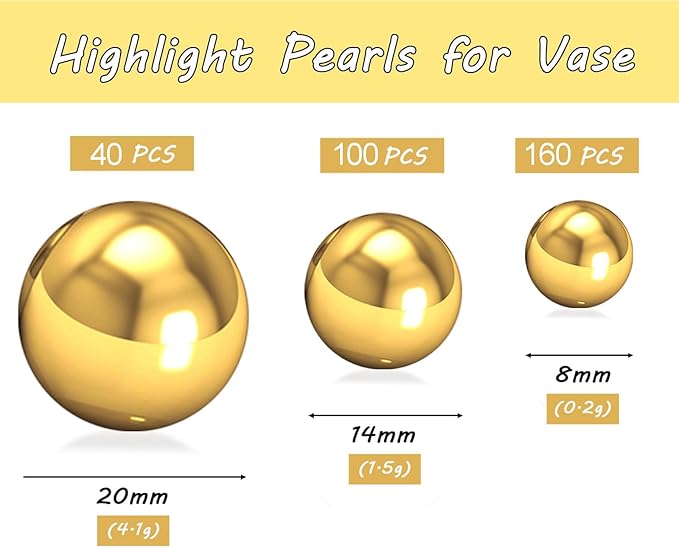 300Pcs Brightgold Polished No Hole Faux Pearl Beads - Image 2
