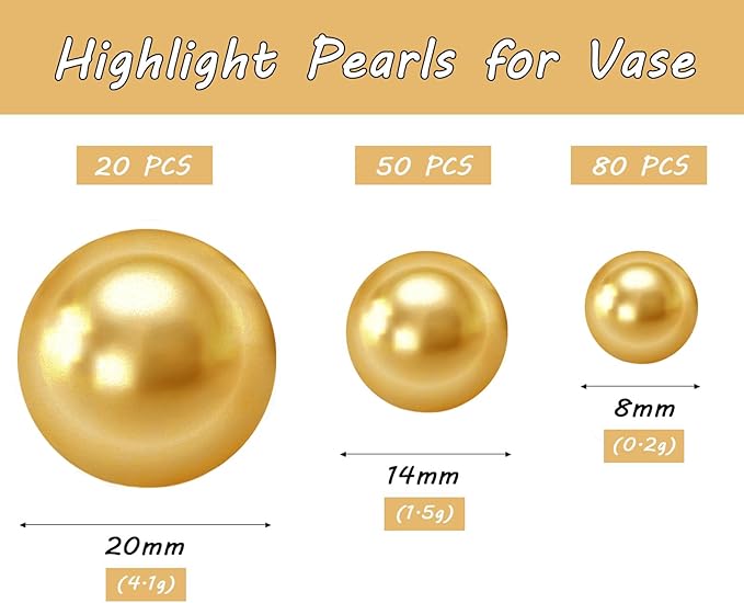 150Pcs Gold Polished No Hole Faux Pearl Beads - Image 2