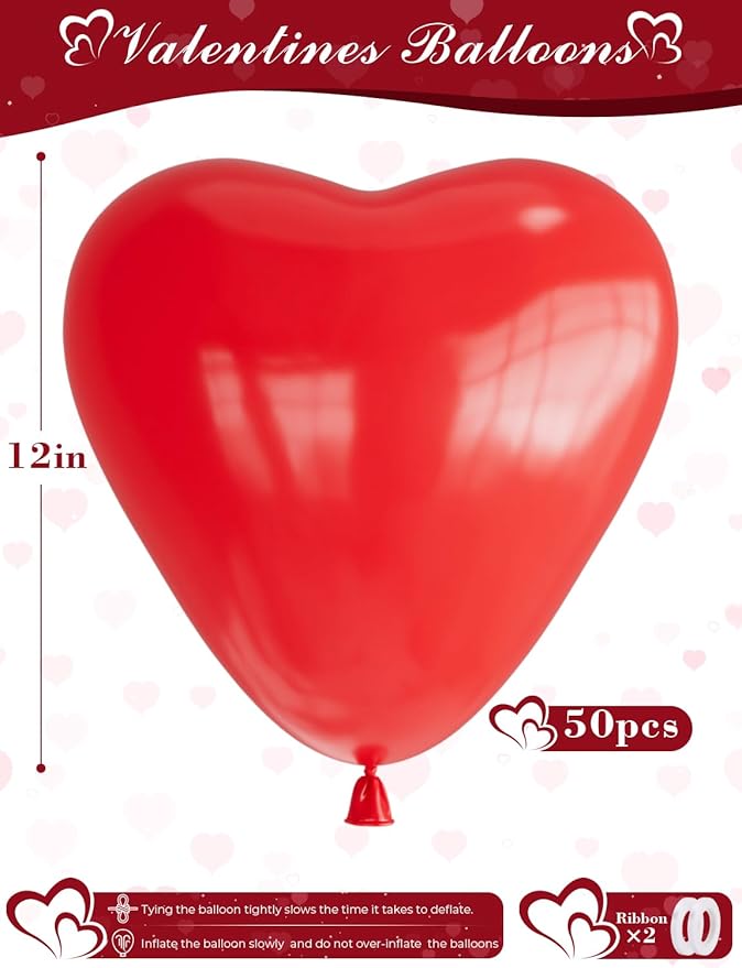Red Heart Balloons, Romantic Valentines Balloons - Image 4
