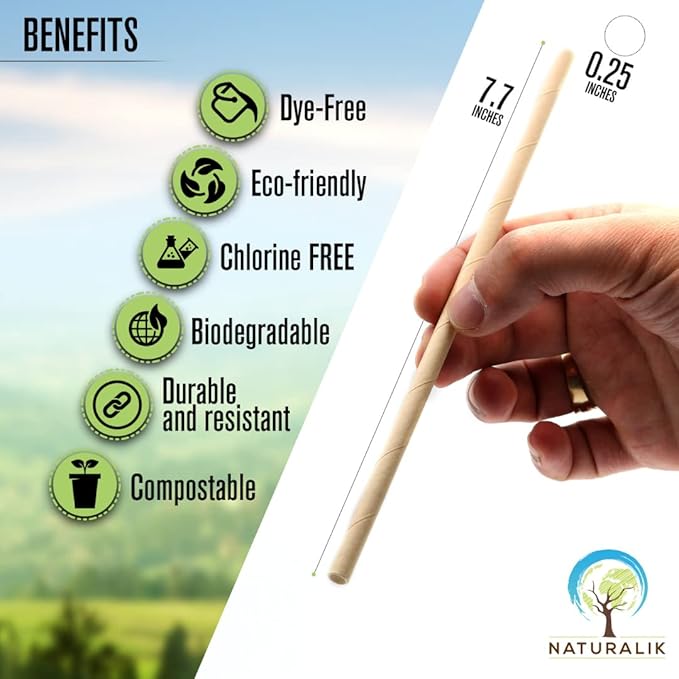 300/1000-Pack Extra Durable Brown Paper Straws Biodegradable- Premium Toxin - Image 2