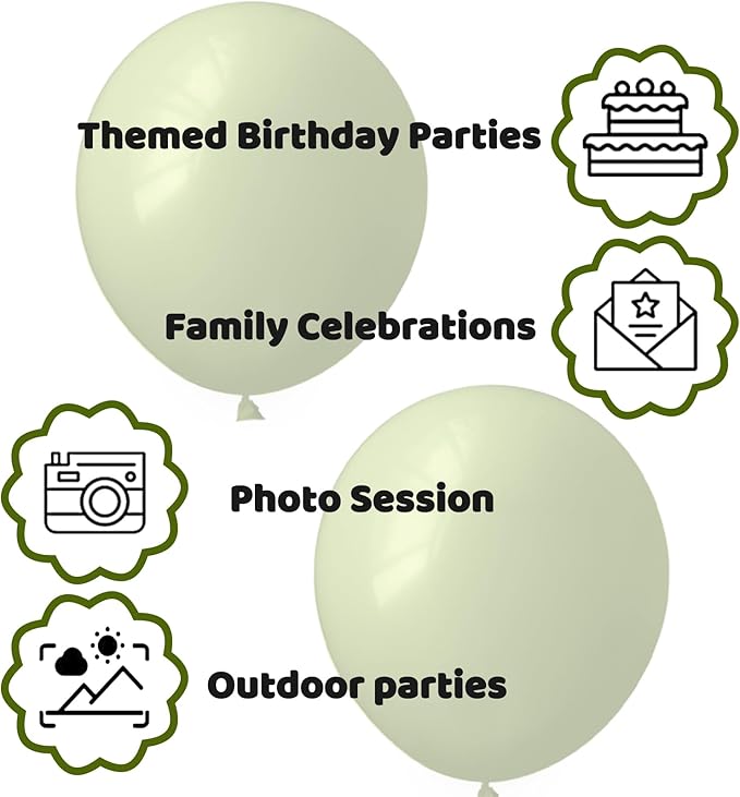 110pcs Olive Green Balloon 12 Inch, Olive Green Latex Balloons - Image 4