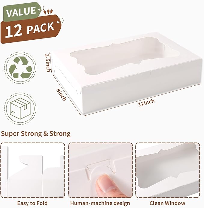 12pcs12x8x2.5 Inches Bakery Boxes, Cookie Boxes - Image 2
