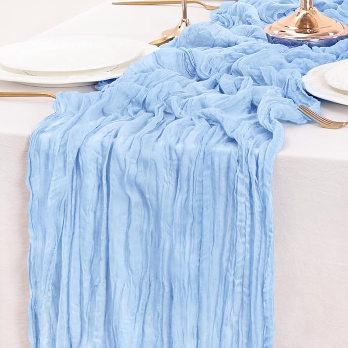 Light Blue Table Runner Cheesecloth Table Runners 10 Pack 10FT Baby Shower - Image 5