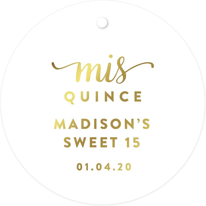 Andaz Press Personalized Round Circle Birthday Gift Tags, Metallic Gold Ink by AndazPress