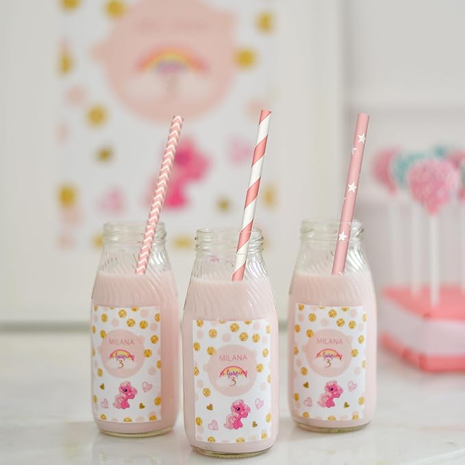 200 Biodegradable Pink Paper Straws, Party Straws - Image 3