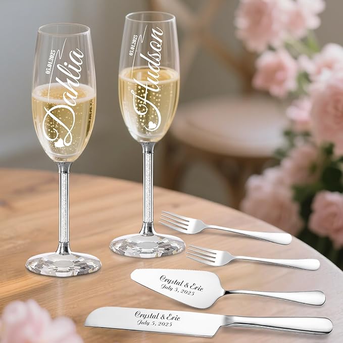 HJX Personalized Wedding Cake Knife and Server Set - Image 2