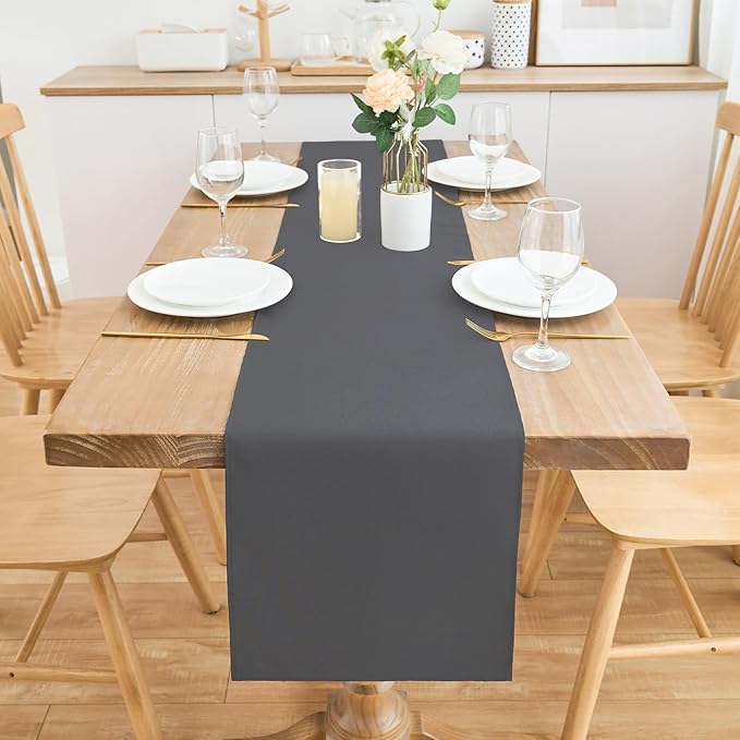 2 Pack Grey Table Runner 12 x 90 Inch Solid Color Farmhouse Runners Coffee - Image 3