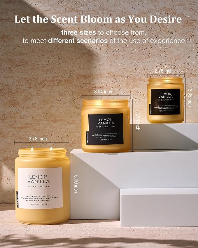 M&SENSE Candles Lemon Vanilla Scented, 19.4oz 110 Hours Long Lasting - Image 6