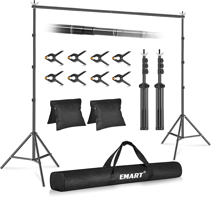 EMART Backdrop Stand 10x7.8ft Photo Studio Adjustable Background Stand Support by EMART
