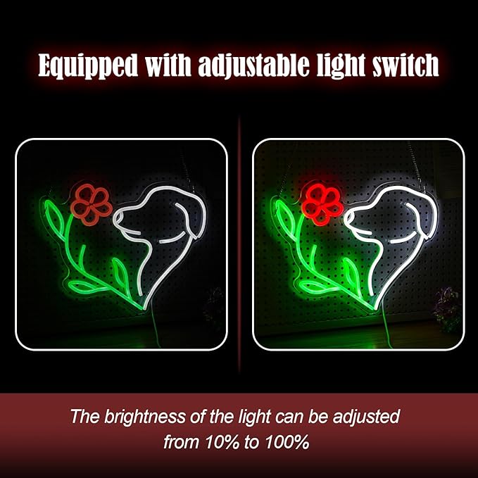 Cute Dog Neon Sign LED Flower Neon Light Suitable - Image 4