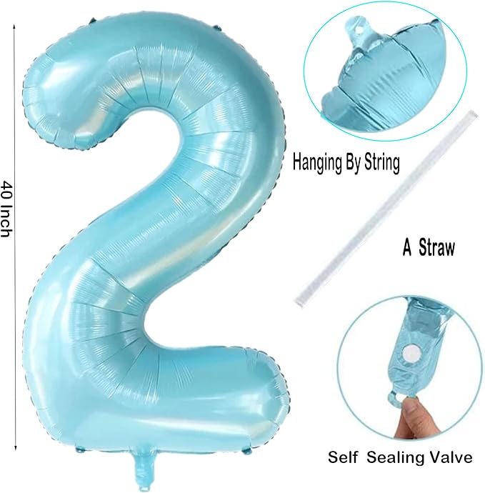40 Inch Light Blue Number 0 Balloon Foil Balloons 0 - Image 2