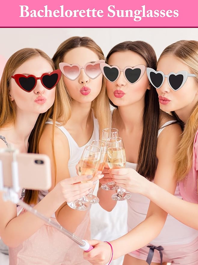 Flutesan 12 Pack Bachelorette Sunglasses Bride Bridesmaid Heart Shaped - Image 4