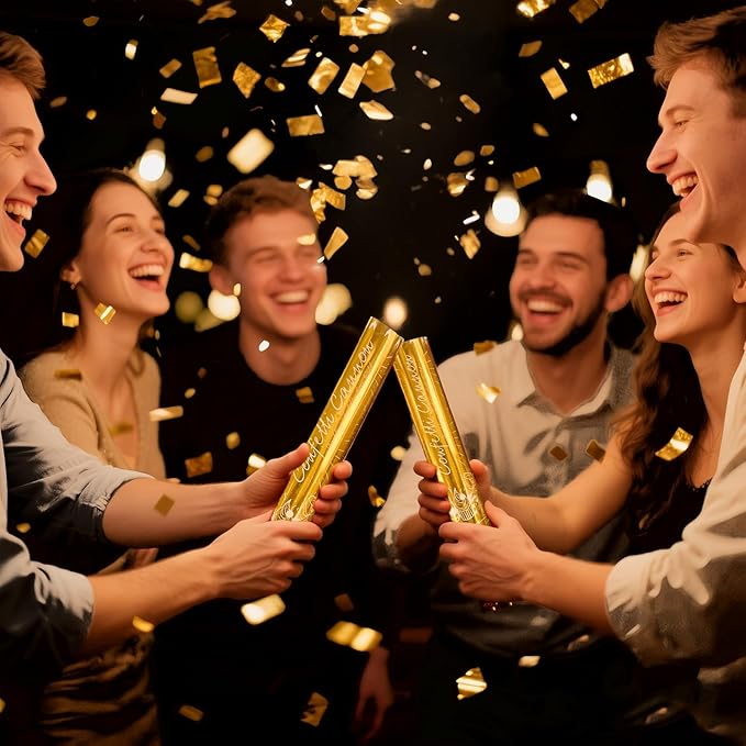 5-Pack Gold Confetti Poppers, 12-Inch Recyclable Confetti Cannons - Image 7