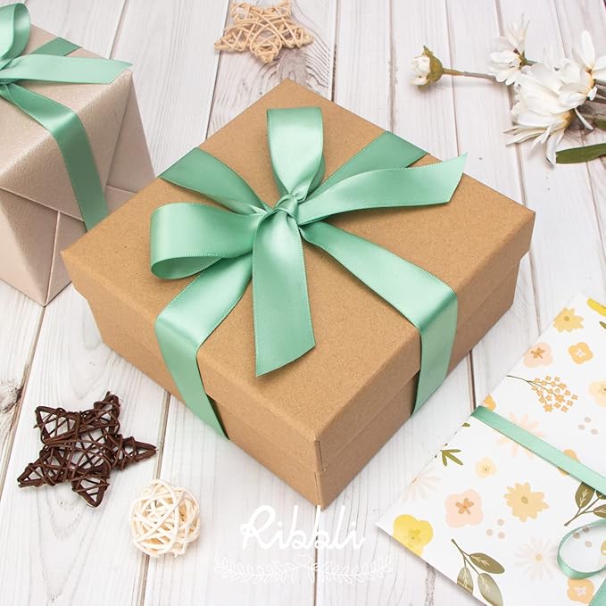 Ribbli Sage Green Satin Ribbon, Double Faced Satin 1-1/2 inch x Continuous 25 - Image 2