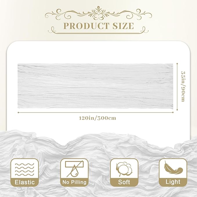 Le courant 6pcs 10Ft Cheesecloth Table Runner, Rustic Boho Gauze Cheese Cloth - Image 2
