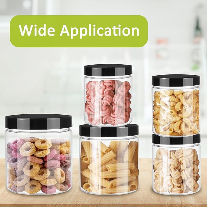 12pcs Plastic Jars with Lids 16 oz & 8 oz & 4 oz, Leakproof Storage Containers - Image 5