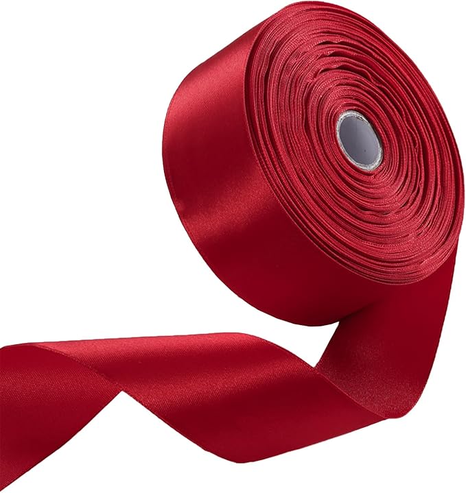 1-1/2 Inch Burgundy Satin Ribbon 50 Yards Solid Fabric Ribbons by Celadora