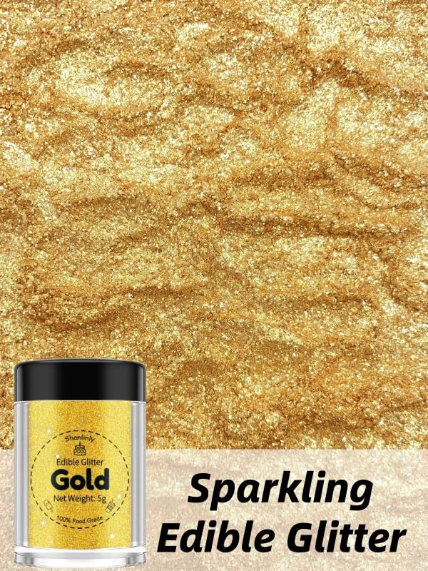 Shanlinly Gold Edible Glitter for Cakes Drinks - Image 2