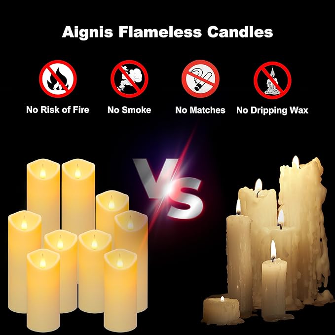 Aignis 9pcs Flameless LED Candles Battery Operated - Image 6