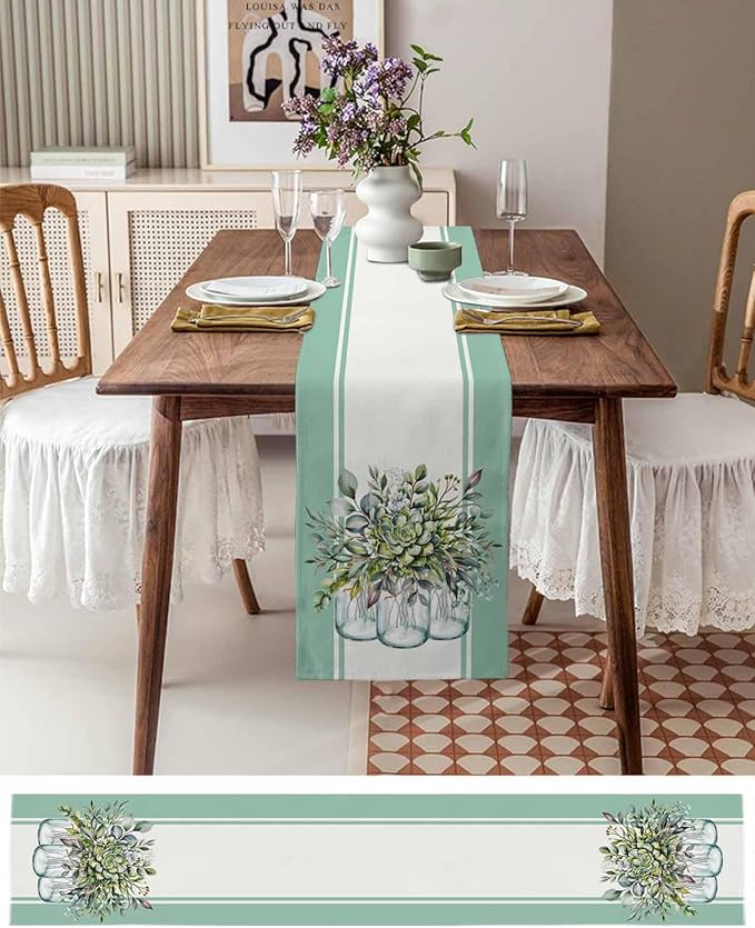 Eucalyptus Cotton Linen Table Runner - Image 6