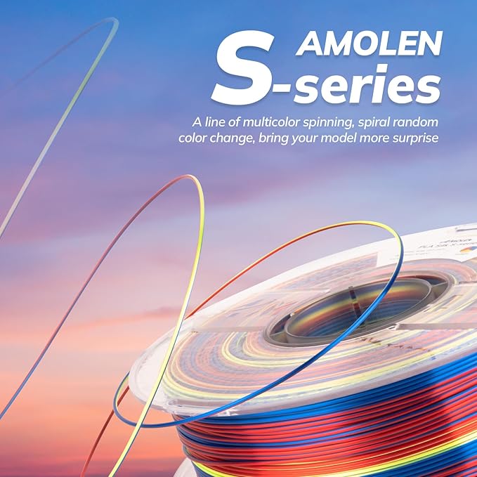 AMOLEN Silk PLA 3D Printer Filament, Shiny Multicolor Rainbow PLA Filament - Image 2