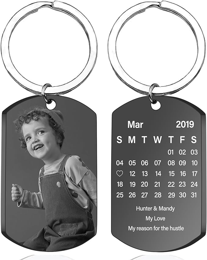Personalized Double-sided Photo Text+Icons Keychain Drive Safe Boy Girlfriend by linglingdesign